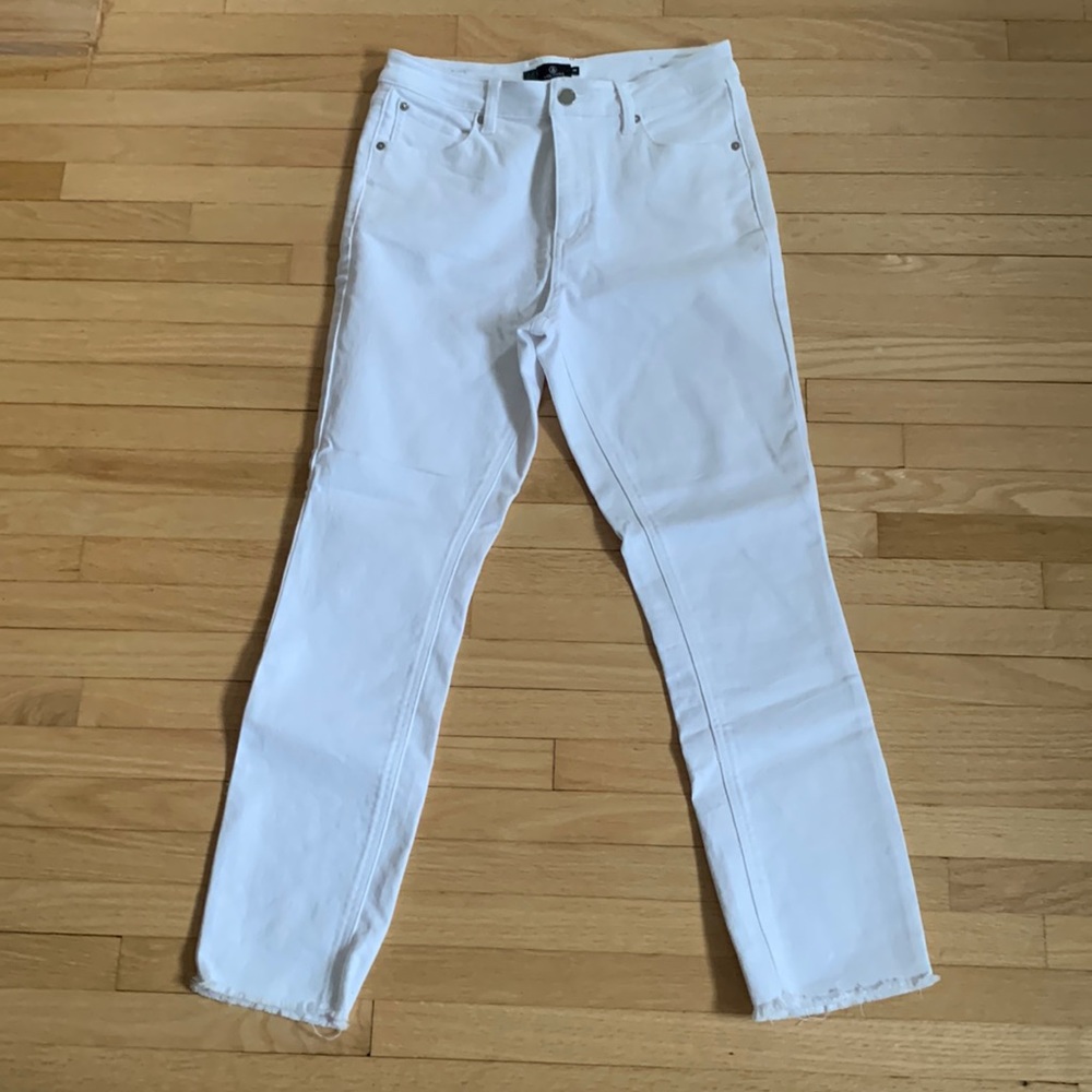 Volcom white jeans girlfriend fit high rise frayed ankle 28
